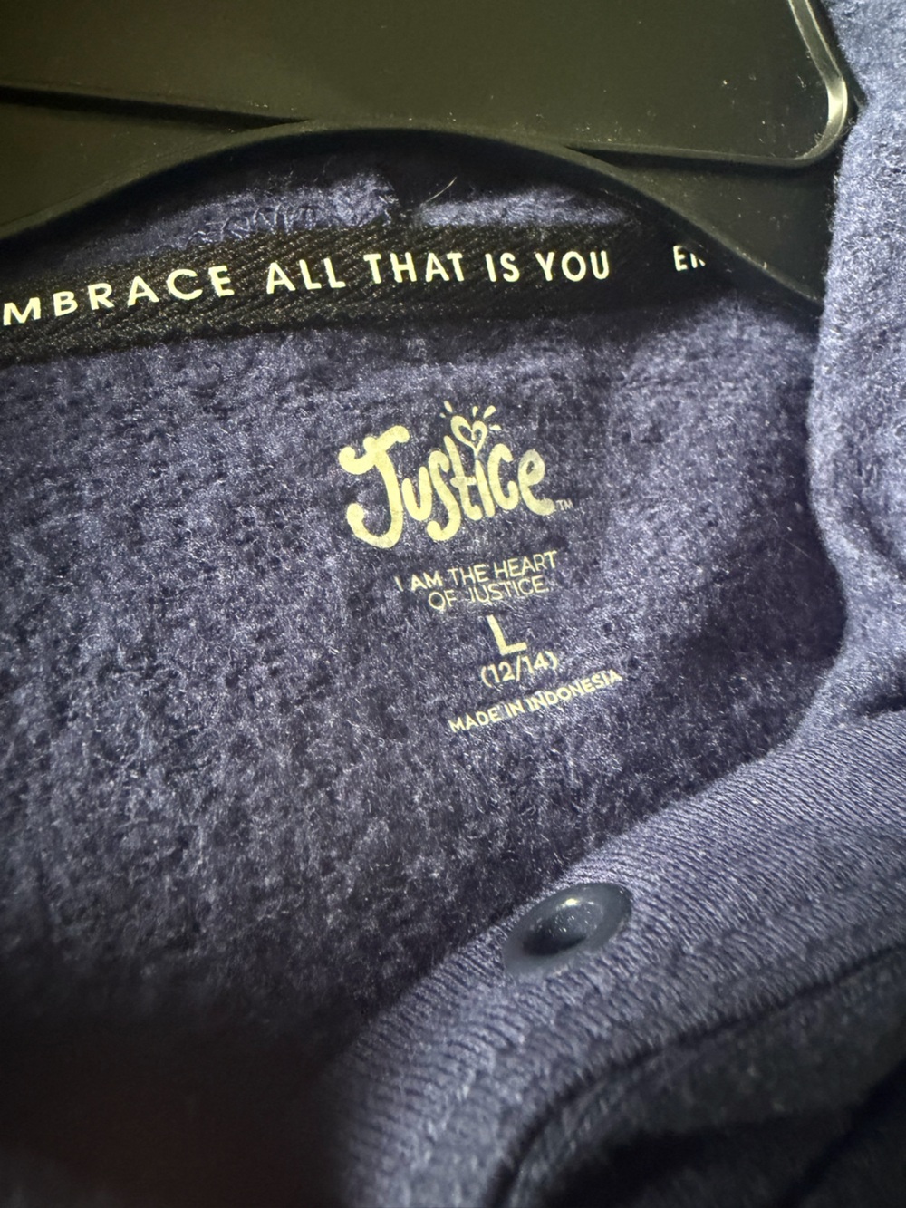 Justice Navy Blue Girls' Hoodie Sweatshirt 12/14